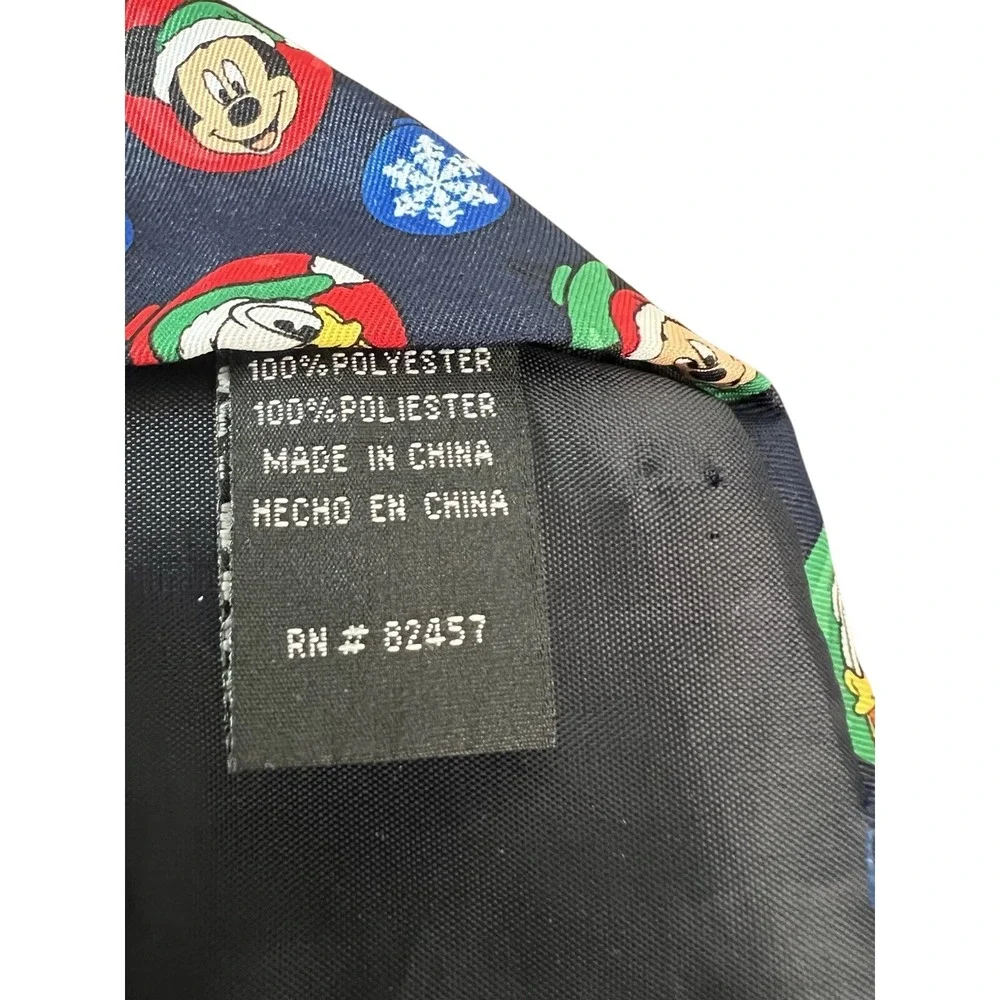 Disney Mickey Mouse Donald Duck Christmas Ornament Navy Blue‎ Polyester Necktie